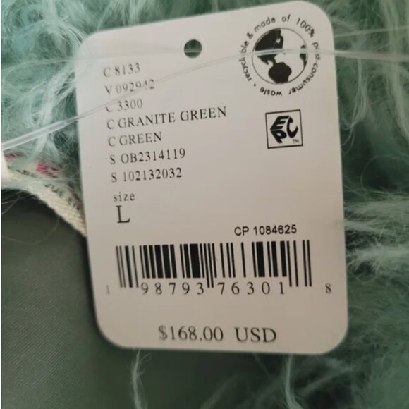 Free People NWT Moonlight Oversized Faux Fur Extra Soft Jacket Mint Green size L - Picture 6 of 6